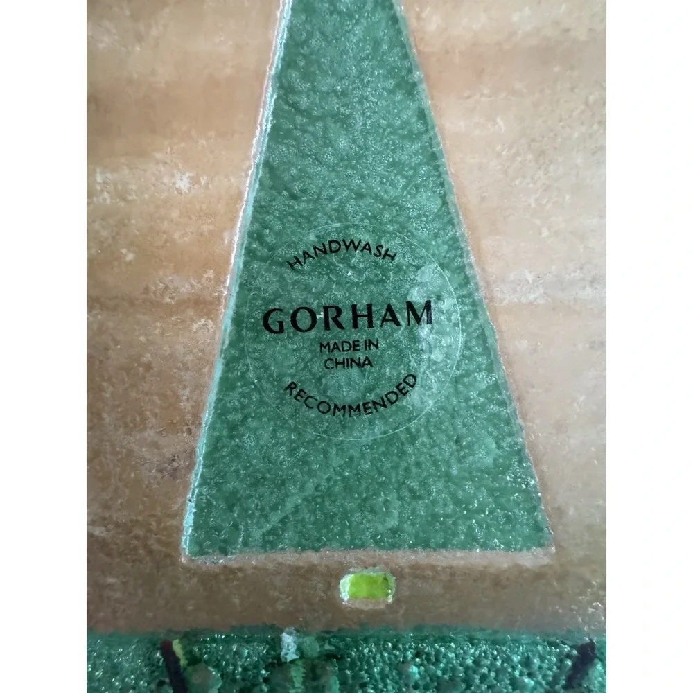 Set Of 3 Gorham Fused Glass Christmas Tree Square 6